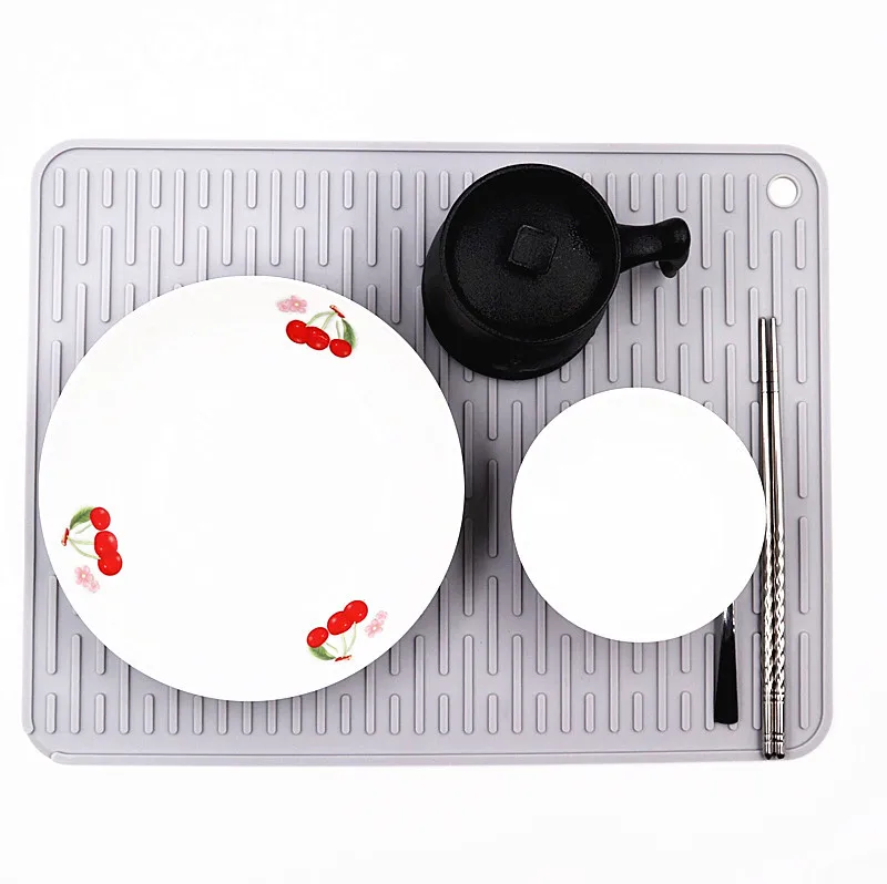 Durable large size custom silicone kitchen sink dish drying mat