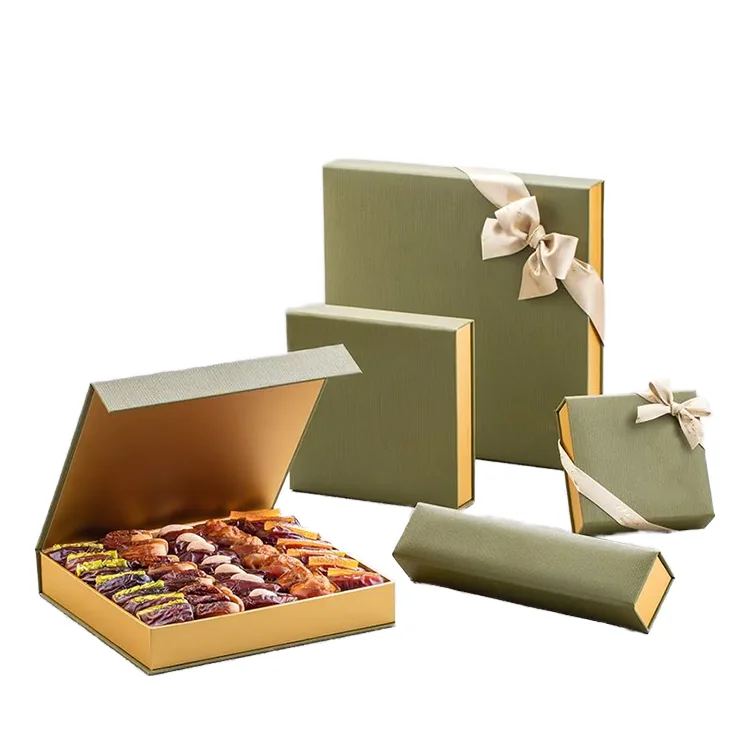 Luxury Custom Empty Cardboard Ramadan Date Packaging Chocolate Paper Box for Dates Packing