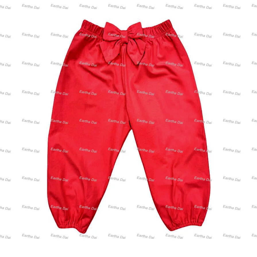 kids girls pants custom blank cotton bow jogger pants for girls casual baby girls trousers