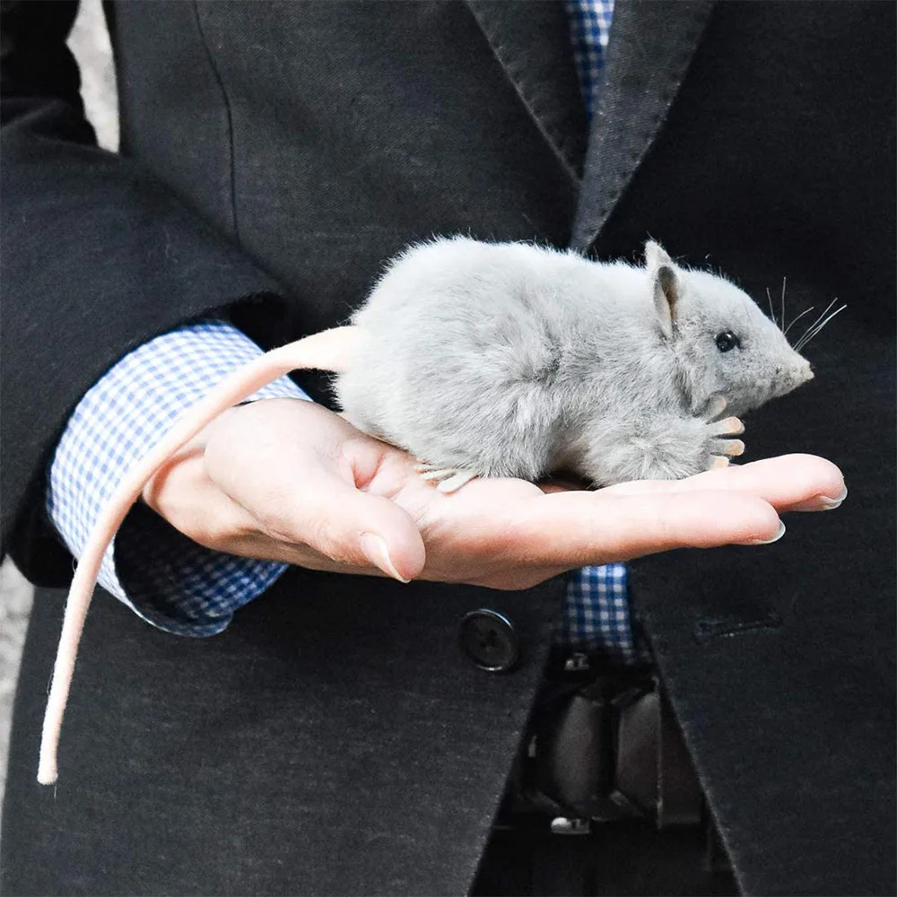 Simulation Vivid Features Mouse with Long Tail Super Cute Desk Decor Girl Threatening Toy Plush Stuff Animal Grey Mini Mouse Toy