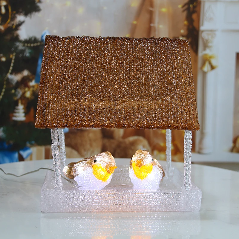 Новинка 2021, светодиодный светильник, акриловый домик для птиц, внутренние украшения, декоративный светильник для Рождественского украшения, подарки на свадьбу или день рождения