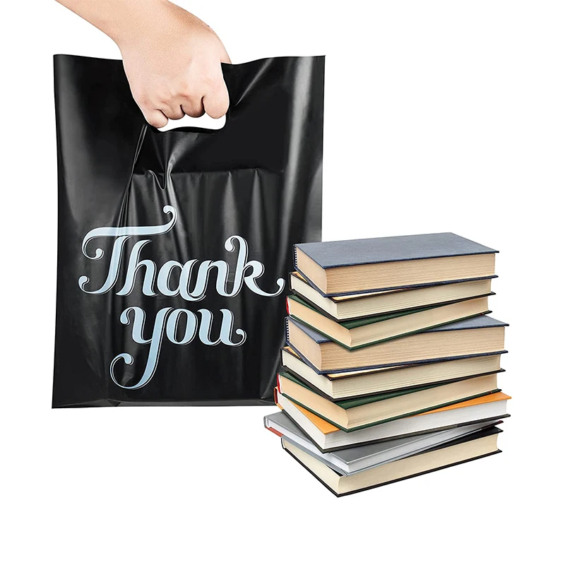 Custom Logo Matte Black Clothing Packaging Bag Recycle Lpde Plastic Retail Die Cut Bag With Handle