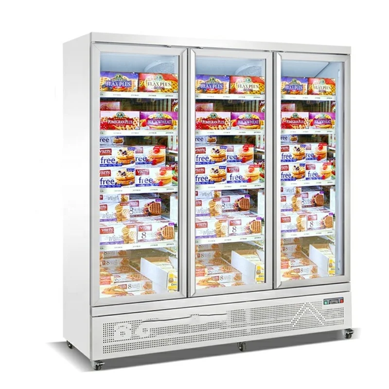 Used commercial customize style air cooled 2 glass door upright display freezer