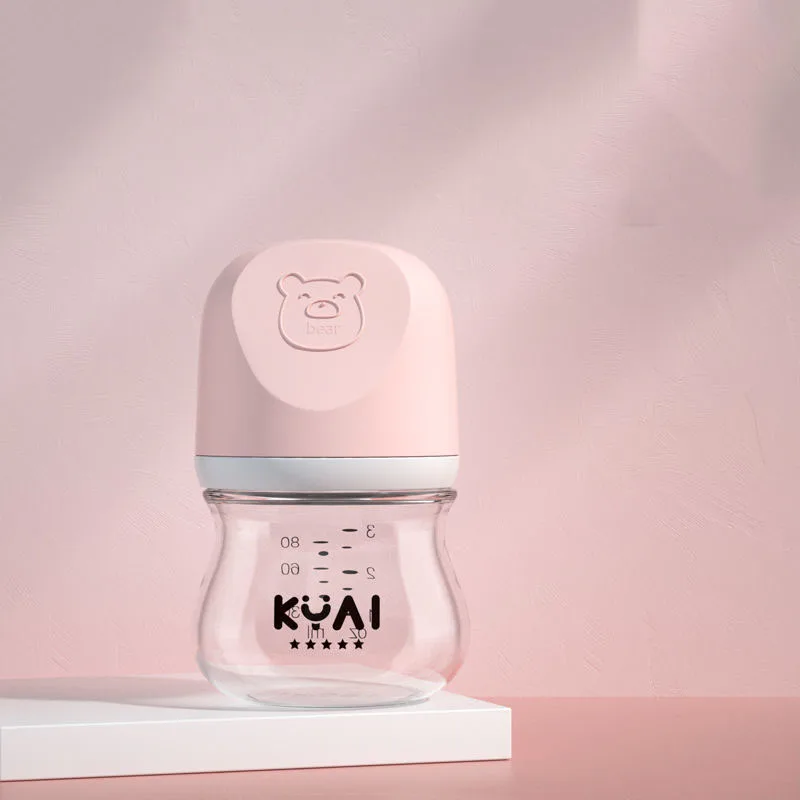 80/160ml New portable baby bottle special newborn wide caliber wide mouth glass bottle