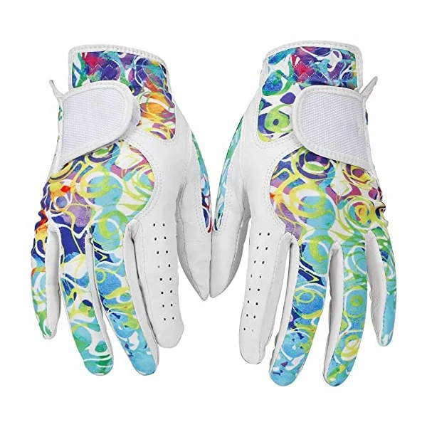 Superior White colored golf gloves custom logo cabretta indonesia Golf gloves