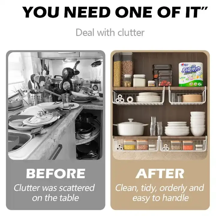 Hot Selling Metal Hanging Shelf Storage Punch-free Cabinet Storage Shelf Wire Organizer Basket