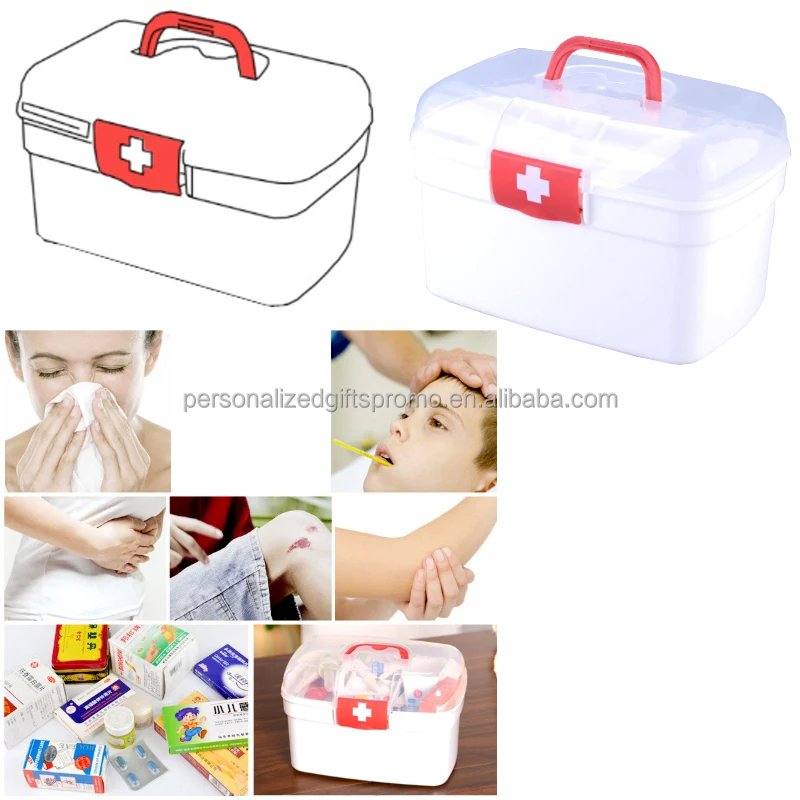Medicine Cases with a clear FIRST AID top lid Medicine Emergency Kit Storage Organizers / Family Boxes / Cases / Containers