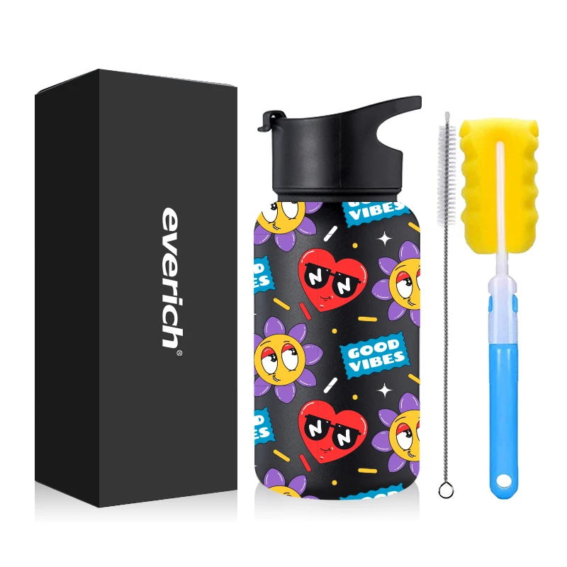 everich bulk 14 oz sublimation cartoon stainless steel double wall water bottle insulated cute for school kids bpa free12 oz