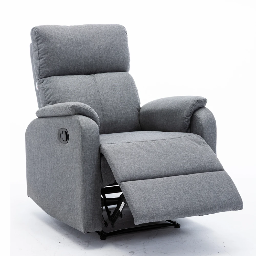 Small size grey fabric manual recliner chair for living room