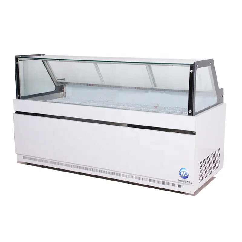 Curved Glass counter refrigerator cooked food display cabinet deli showcase freezer