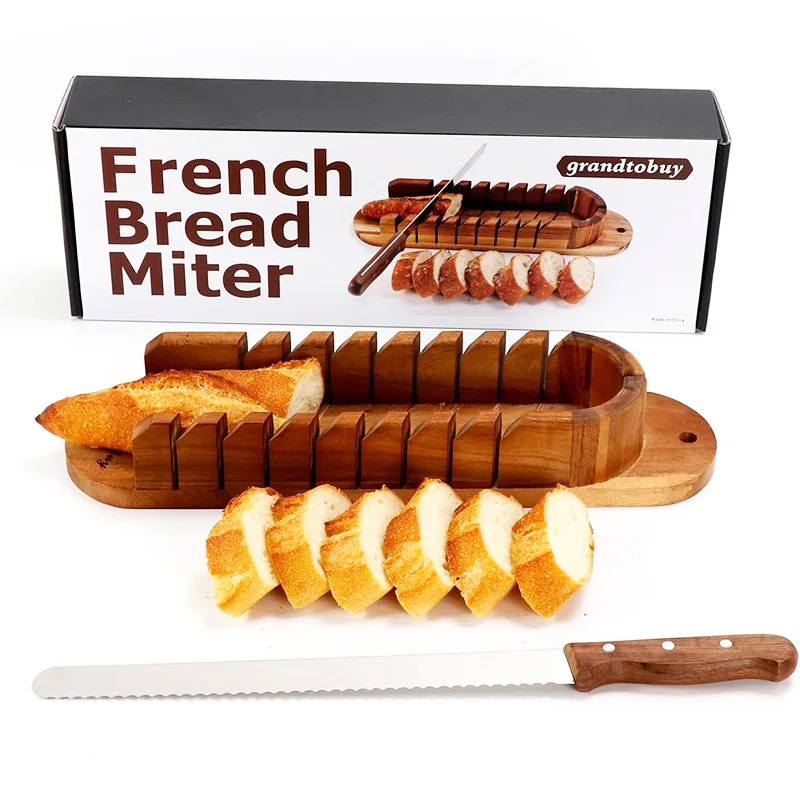 Лидер продаж от производителя Ломтерезка для хлеба из акации компактная ломтерезка с лотком ловли