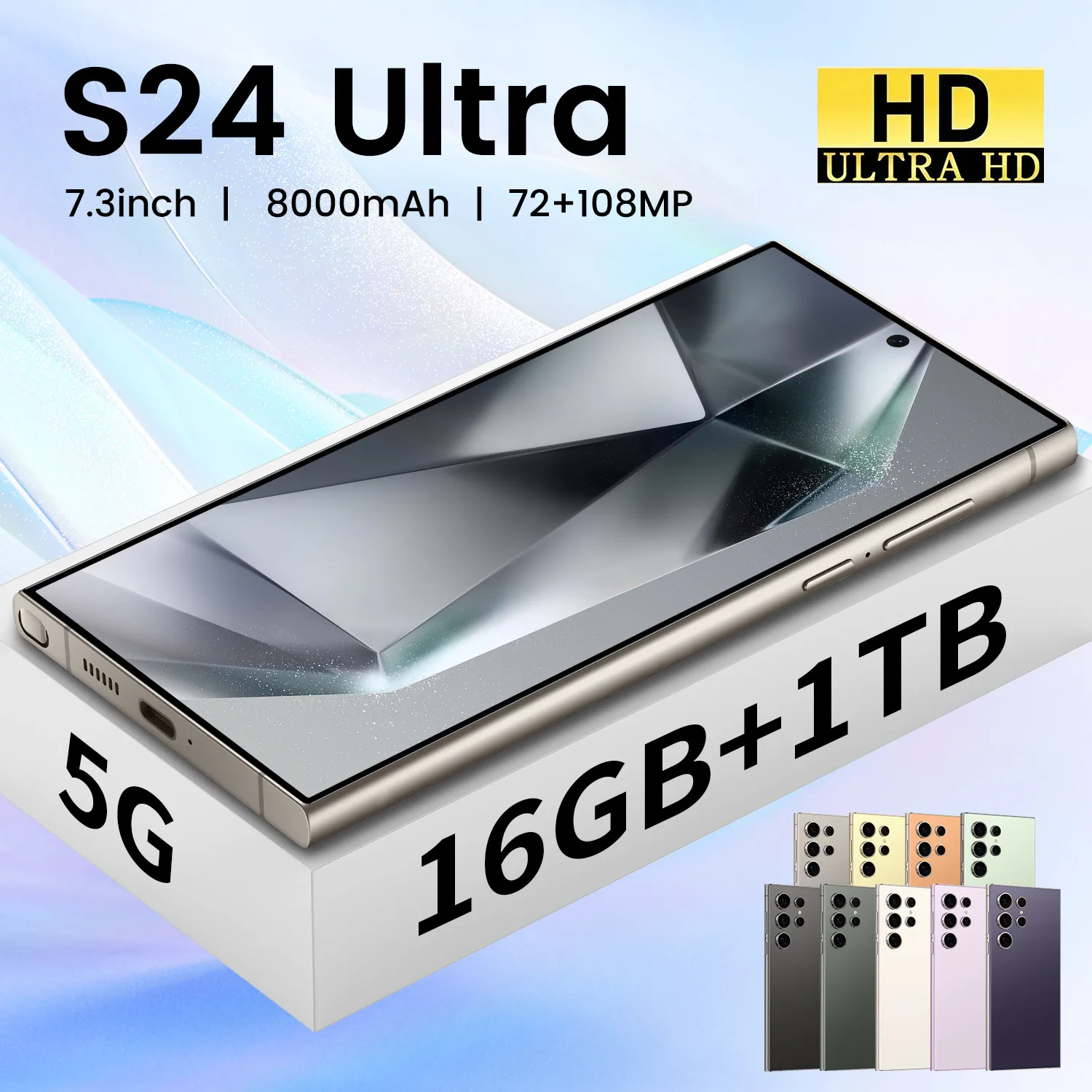 New S24 Ultra Phone Global Version 7.3 Inch Smartphone 16gb+1tb Android 13 Cellphones Smartphone Unlocked 5g Mobile Phones
