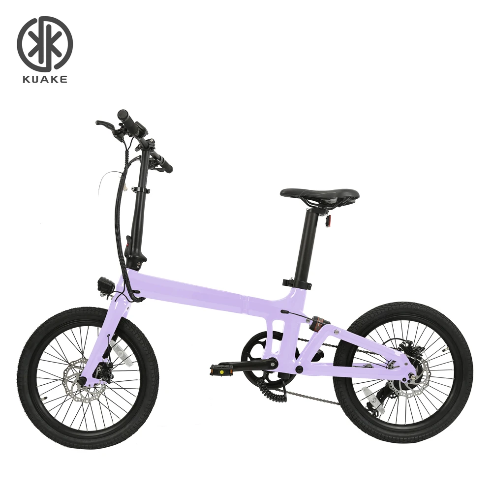 Kuake Premium Quality 36V250W Folding electric bike Rear Suspension fat tire e-bike Carbon fiber electric bicycle foldable frame
