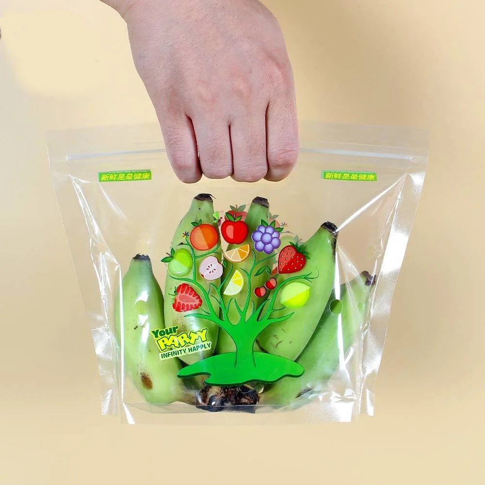 China factory supply accept custom plastic dried fruit food packaging bag grapes packaging produce bag with handle