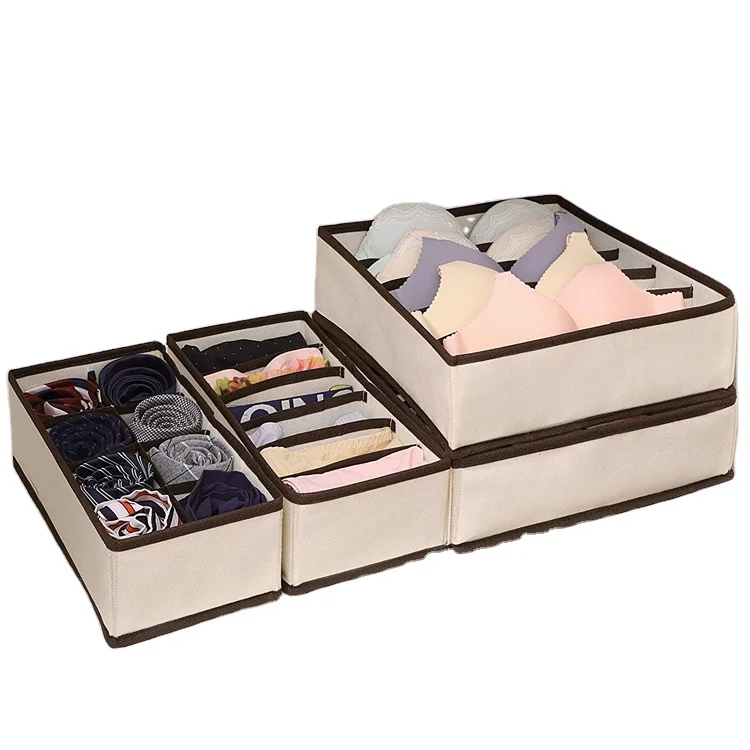 Closet Underwear Clothing Organizer Drawer Divider For Bras Panties Socks Ties Fabric Pants Storage Box Set