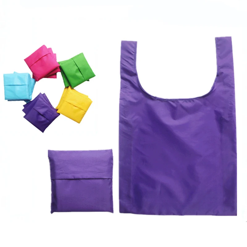 Eco Friendly Custom Logo Polyester Foldable Tote Bags Nylon Foldable Reusable Shopping Bag for Grocery