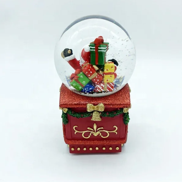 Wholesale New Designed Christmas train Snow Globe resin Music Santa Claus water Globes Crystal ball