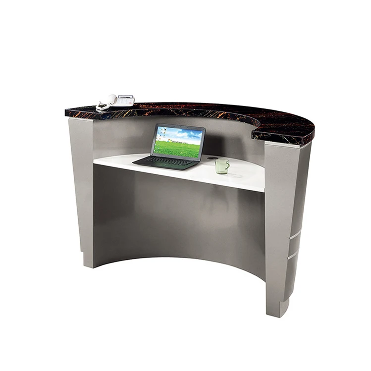 One piece customized zero moq google display unique reception desks counter table