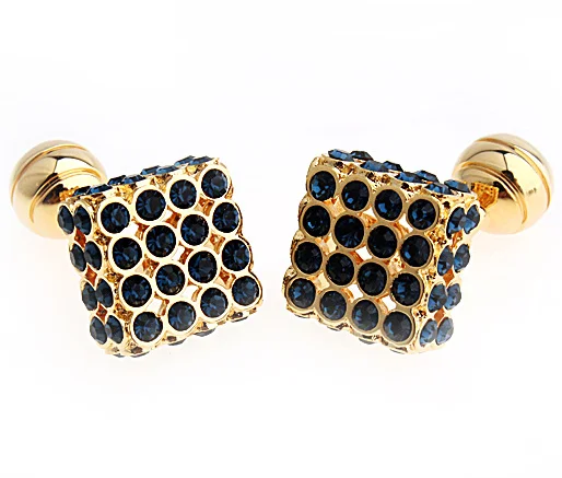 Business High End Full Diamond Crystal Czech Drill Square Shirt Cufflink For Mens