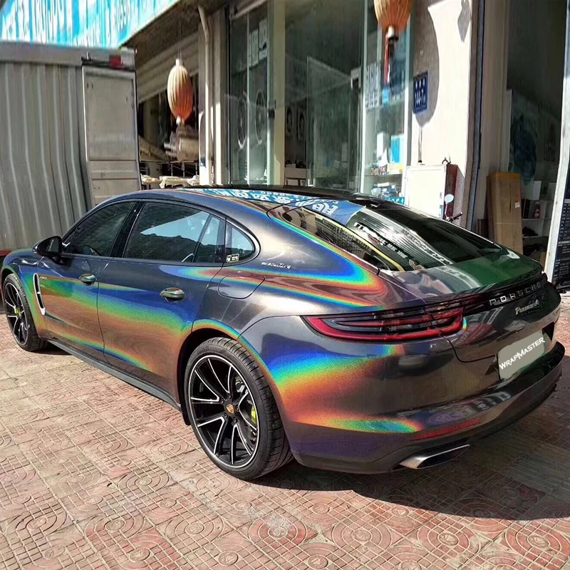 TSAUTOP 1.52*17m Iridescence Laser Grey Auto Vinyl Car Wrapping Film Car Body Wrap Sticker