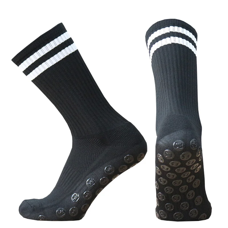 Factory Wholesale Colorful Striped Grip Sports Socks Professional OEM Team Club Soccer Anti Slip Socks Custom Football Socks Men