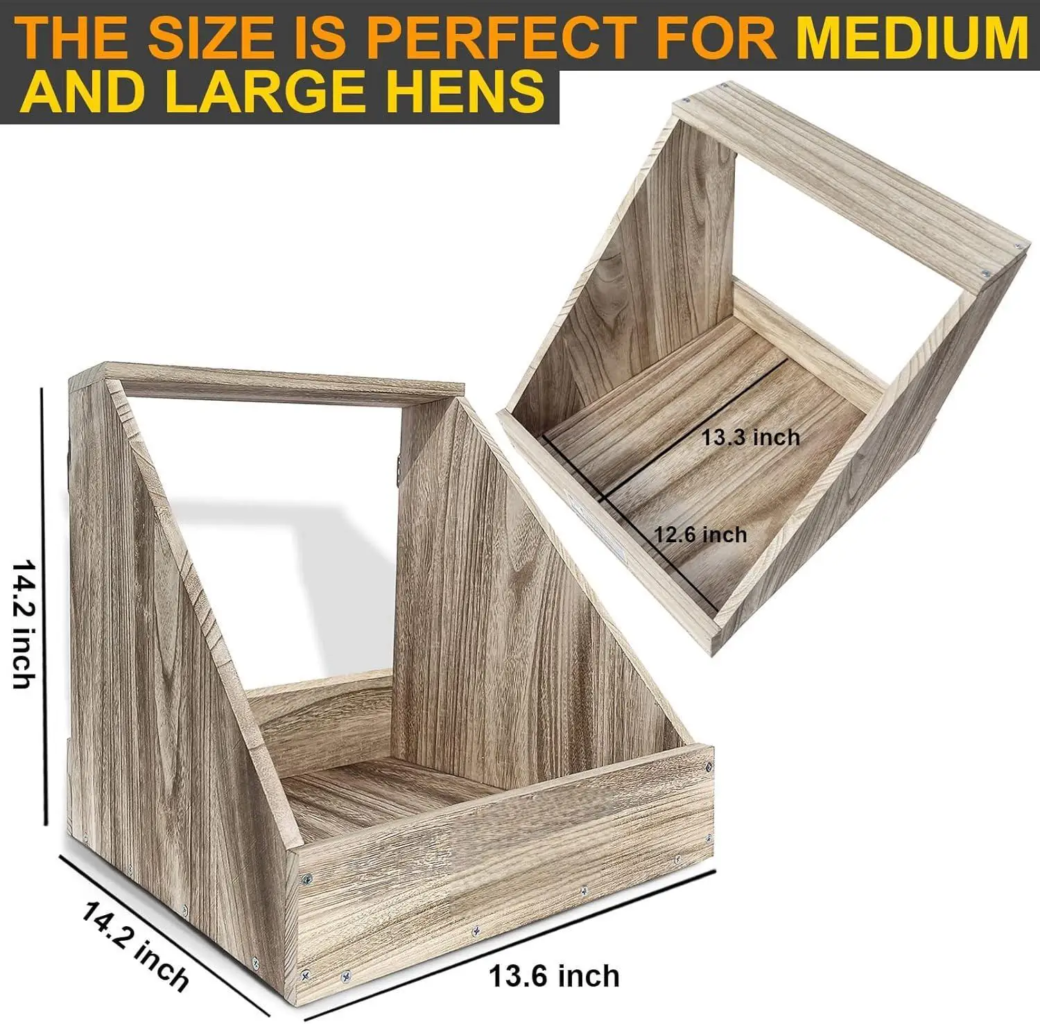 Durable and easy to assemble single compartment large chicken, duck, and poultry nest box