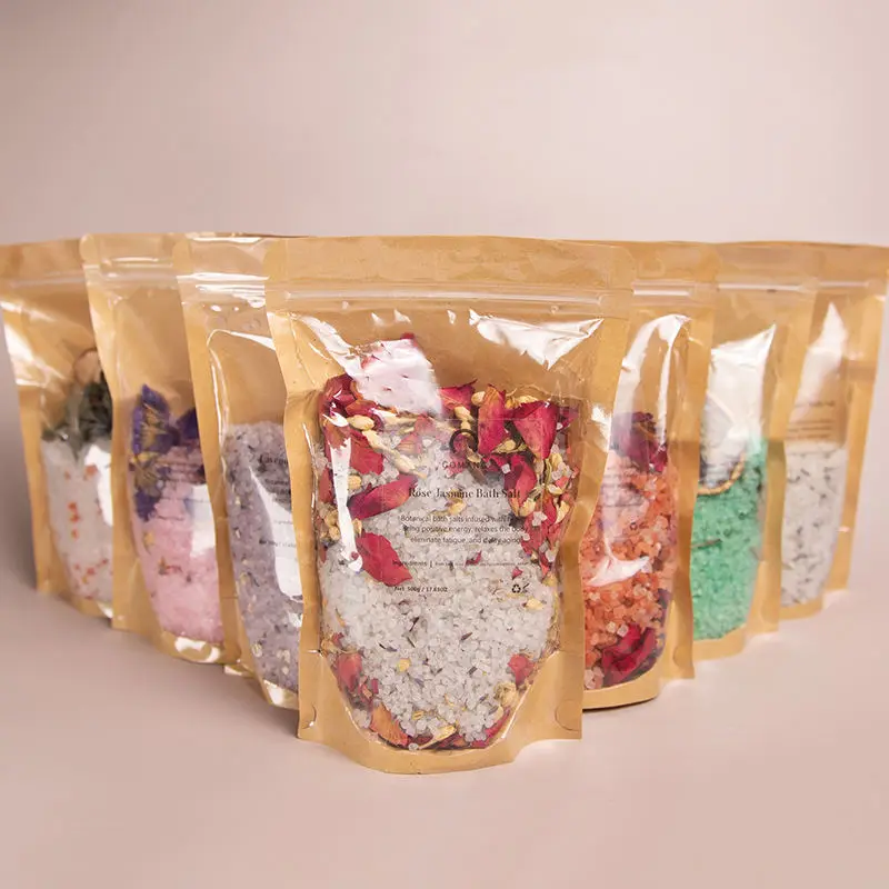 Private Label Bath Salts Flower Containers Organic Dead Sea Himalayan Luxury Epsom Salt Bath