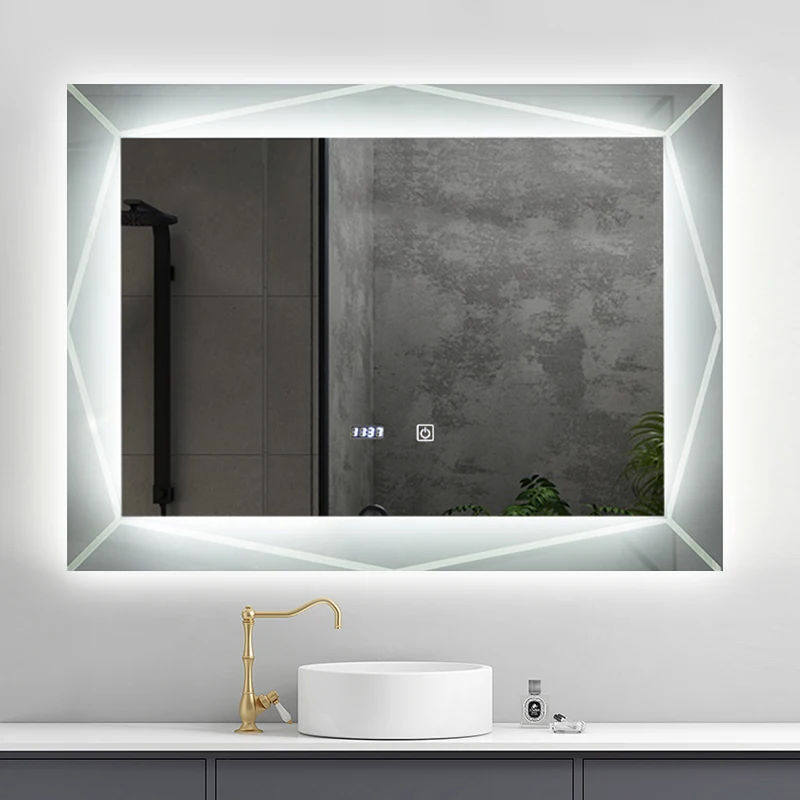 Smart Touch Screen Bathroom Defogger Anti-water Led Mirror With Time And Temperature