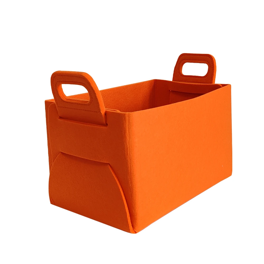 Customized Wholesale Soft Fabric Grey Felt Storage Basket For Laundry With Logo