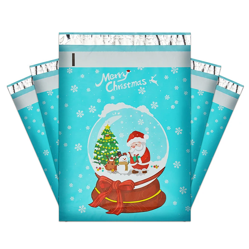 Christmas Express Bags Cartoon Color Thick Clothing Mailer Bags Printed Self Sealing Shipping Poly Envelopes Delivery Bags