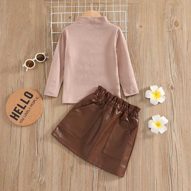 High Street Style Girl Kids Clothing 2 Piece Skirt Suit Boutique Autumn Clothes Baby Clothing