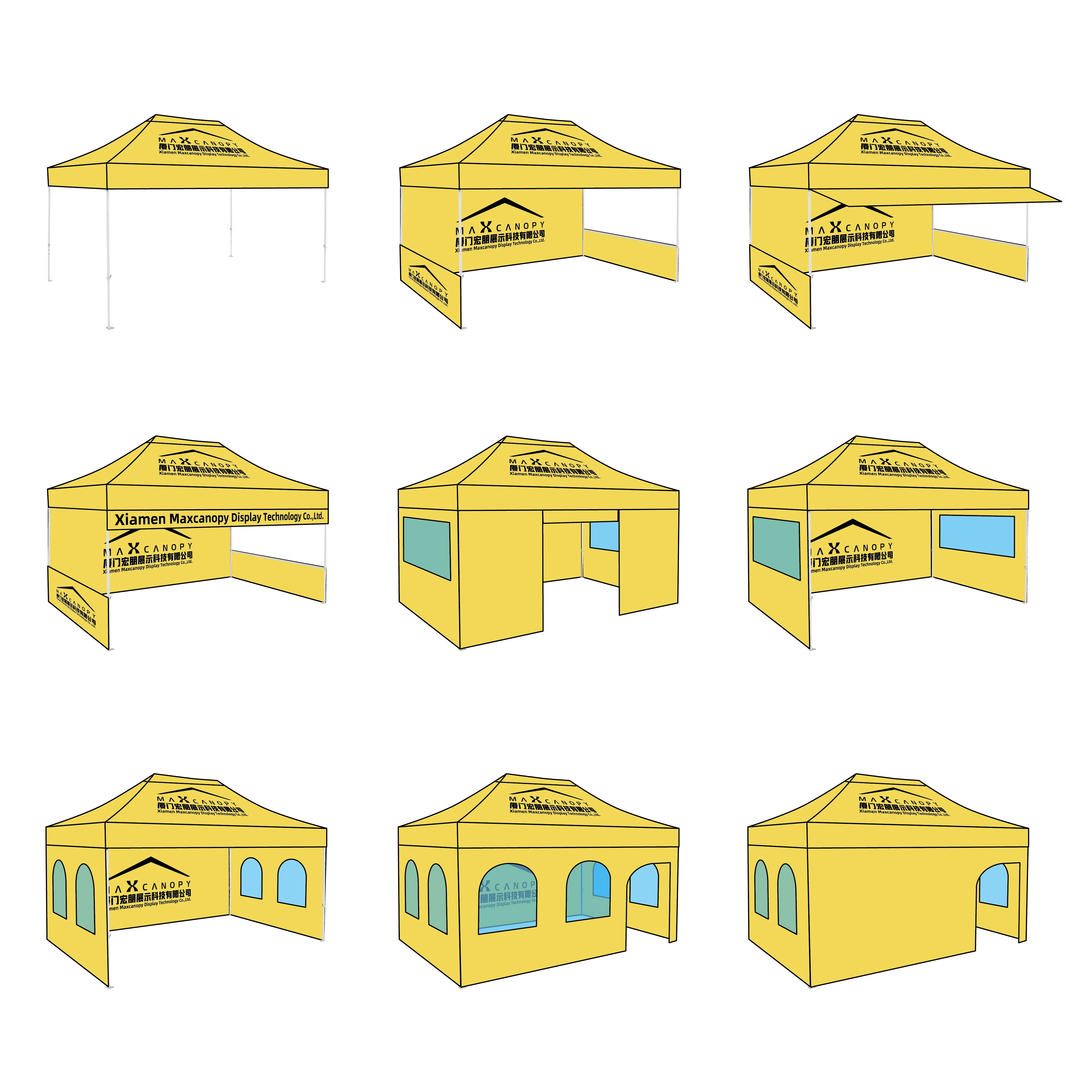 Personalized Design 3x3 3x4.5 3x6 Aluminum Alloy Mega Pop-Up Trade Show Canopy Tent Sidewalls Marquee Event Equipment