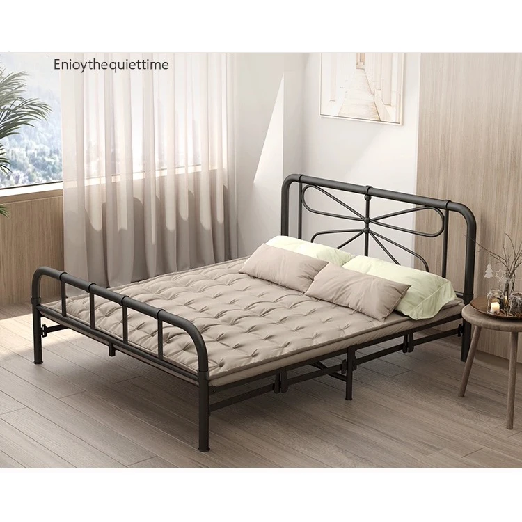 Factory custom simple and portable folding iron antique single bed suitable for office