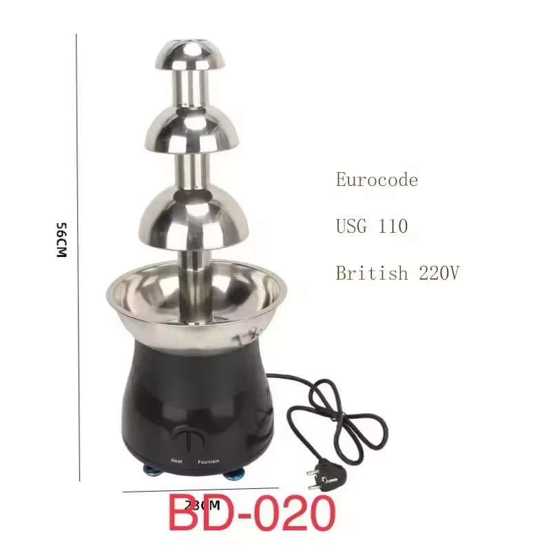 2024 New stainless steel four-layer chocolate fountain machine melting tower waterfall hot pot melting machine home commercial