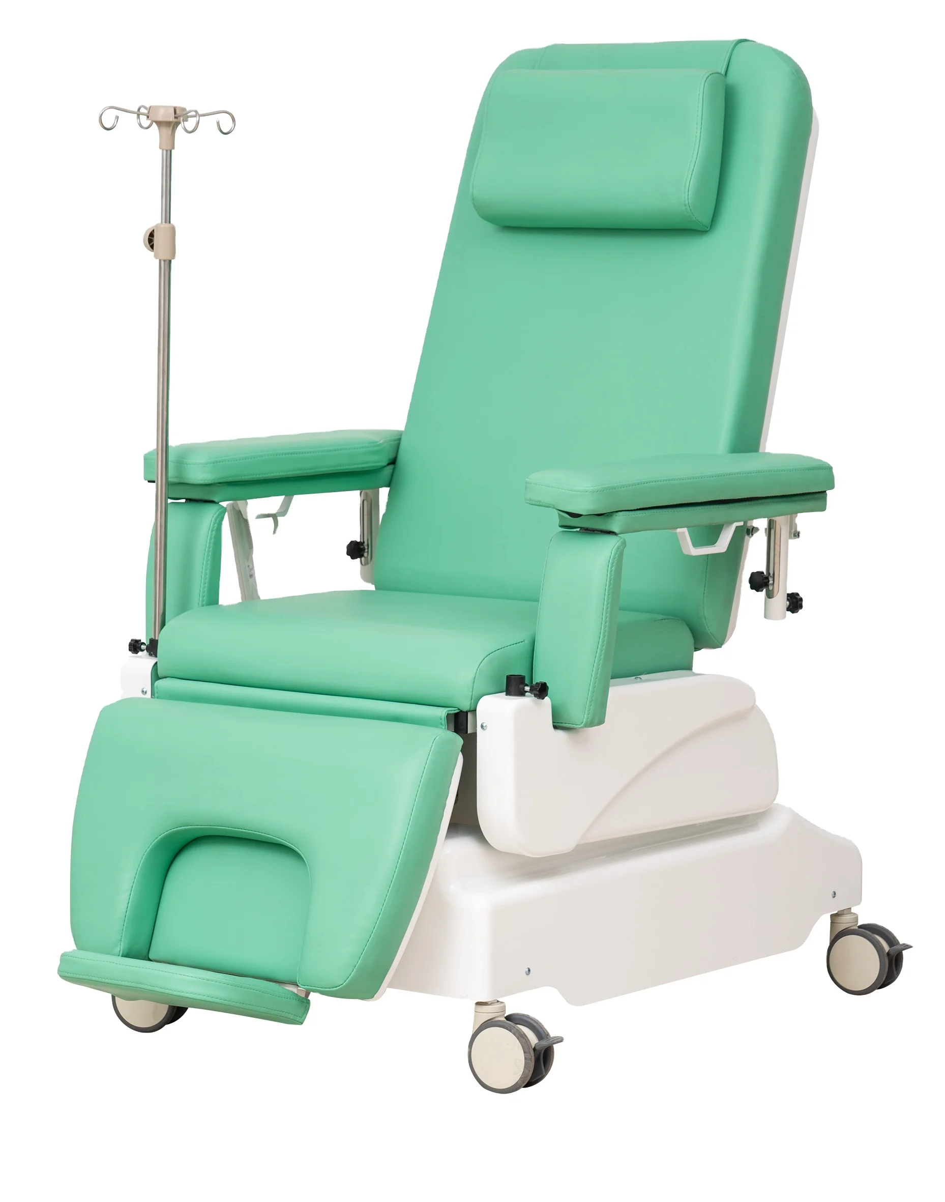 Hospital Mobile Electric Blood Donation Chair Adjustable Dialysis Chair with IV Pole for Patient