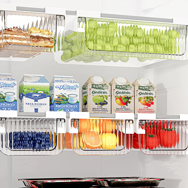 RGB Kitchen Multifunctional Stackable Food Storage Bins Transparent Plastic Storage Box Fridge Organizer with drawer pull case