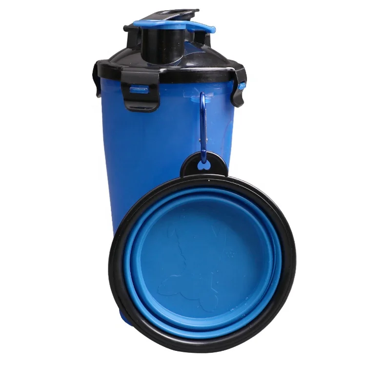 Portable Pet Water Food plastic Bottle Double Hook Silicone Folding bowl outdoor Dog Cat trvel Feeder Cups