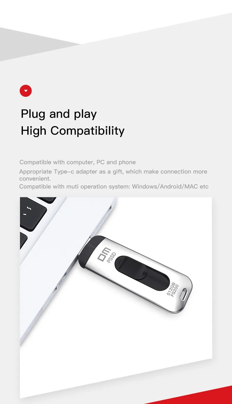  Высокоскоростной жесткий диск USB3.0 SSD 64 ГБ 128 256 512 FS200