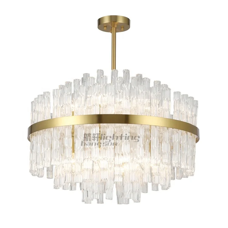 European Luxury round K9 Crystal Glass Rods Crystal Chandelier for Hotel Home Chandelier