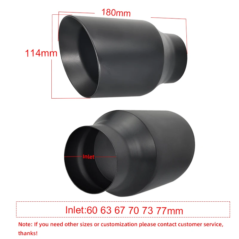 Paint Powder 4 Inch Exhaust Pipe Tip Factory Export Stainless Black Car Truck Exhaust Pipe Stainless Steel for Car Muffler 114mm