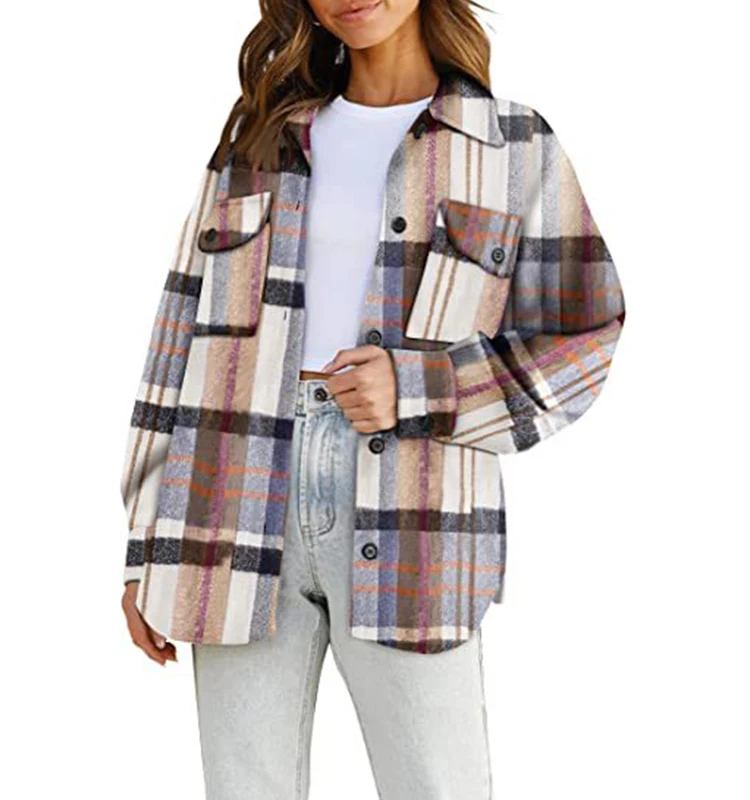 OEM/ODM flanela 2023 classic The fashion button down shirts is perfect choice daily wear hot selling loose fit plaid shirt