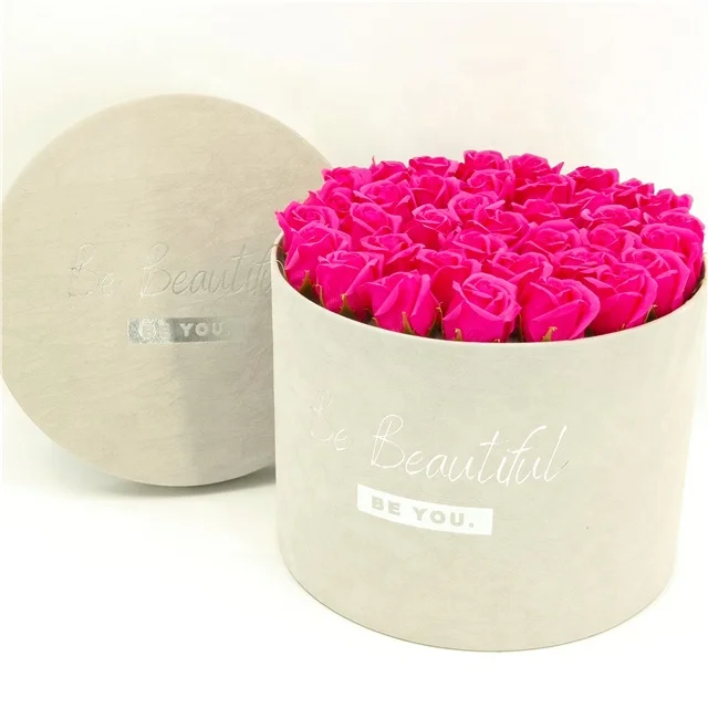 New design flower gift box round packaging luxury round flower box rose gold box mod