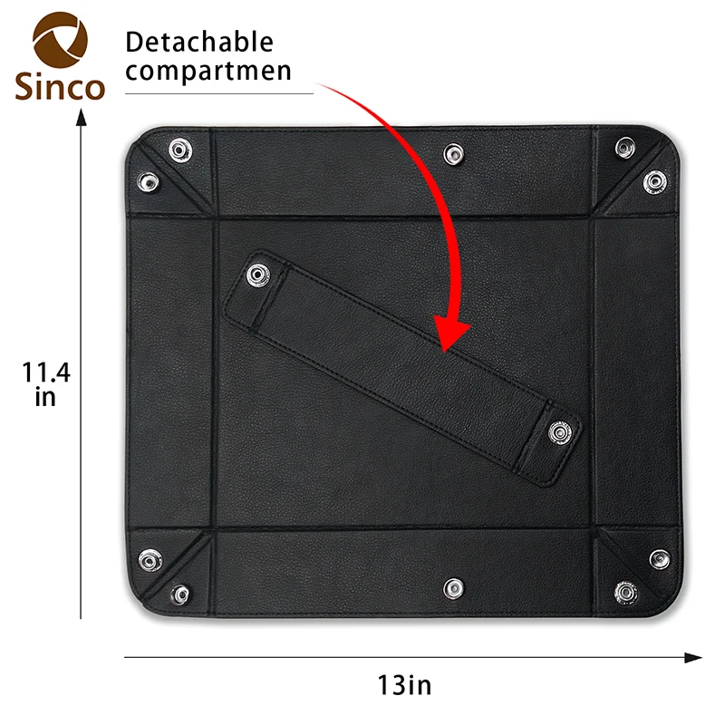 High Quality Black Vegan Leather Valet Tray Practical Storage Box Jewelry Organizer