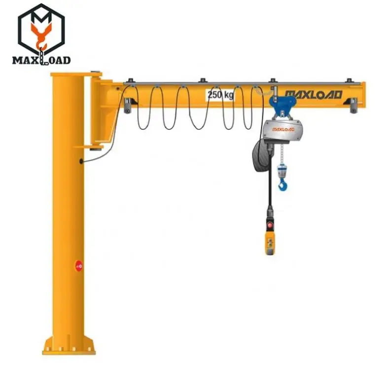 360 Degree Rotation 1 ton Column Mounted JIB Crane with Mobile Electric Chain Hoist