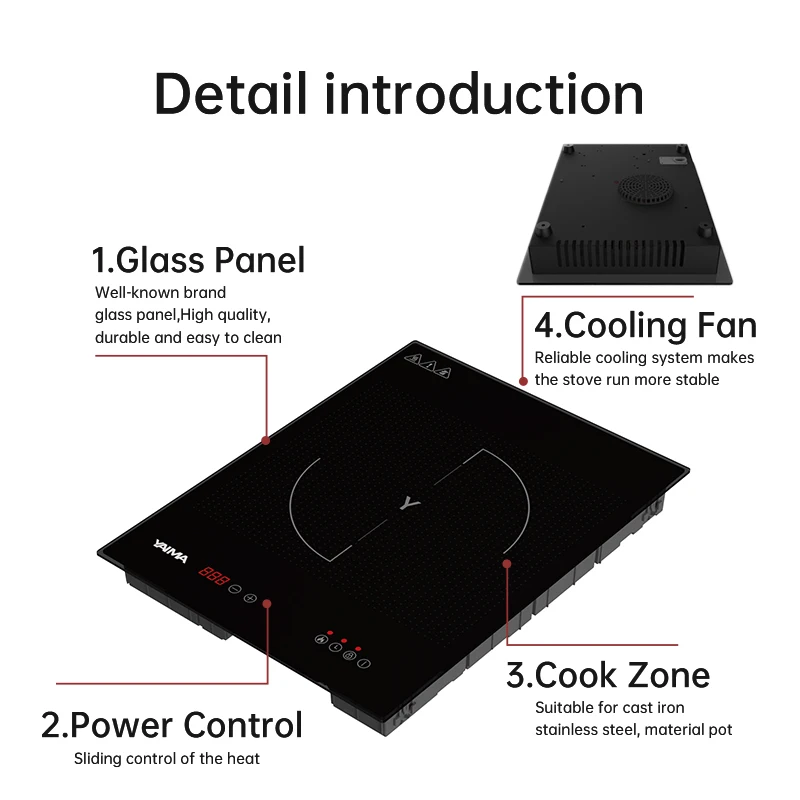High Quality Cooktop With Black Glass Single Burner Electric Cooktop Induction Plate Cooker Built-in 2000w Electronics Stove
