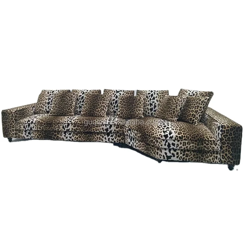 Designer living room Comfort Module Corner 7 leopard print sofa