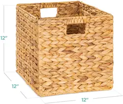 Квадратная плетеная складная корзина для хранения натурального гиацинта, складные кубические корзины для белья
