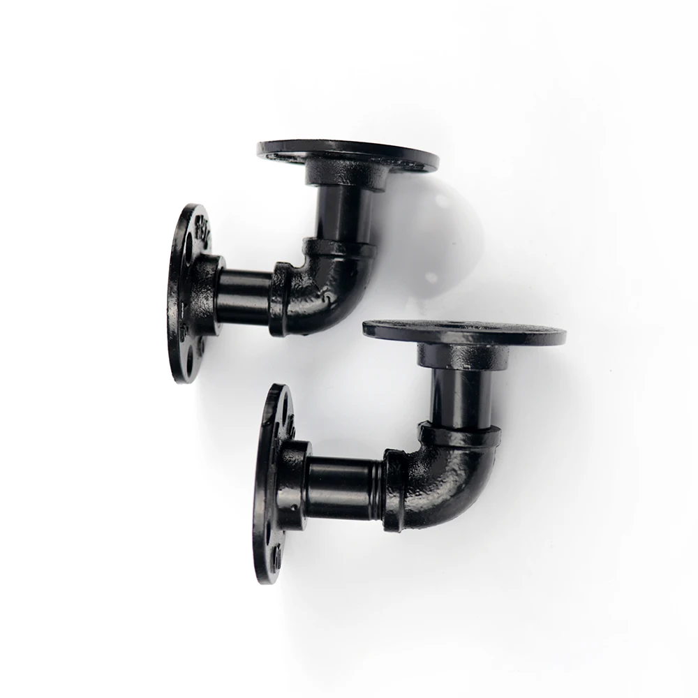 Rustic Floating Shelf Brackets Industrial Iron Pipe Shelf Brackets 2 Pack