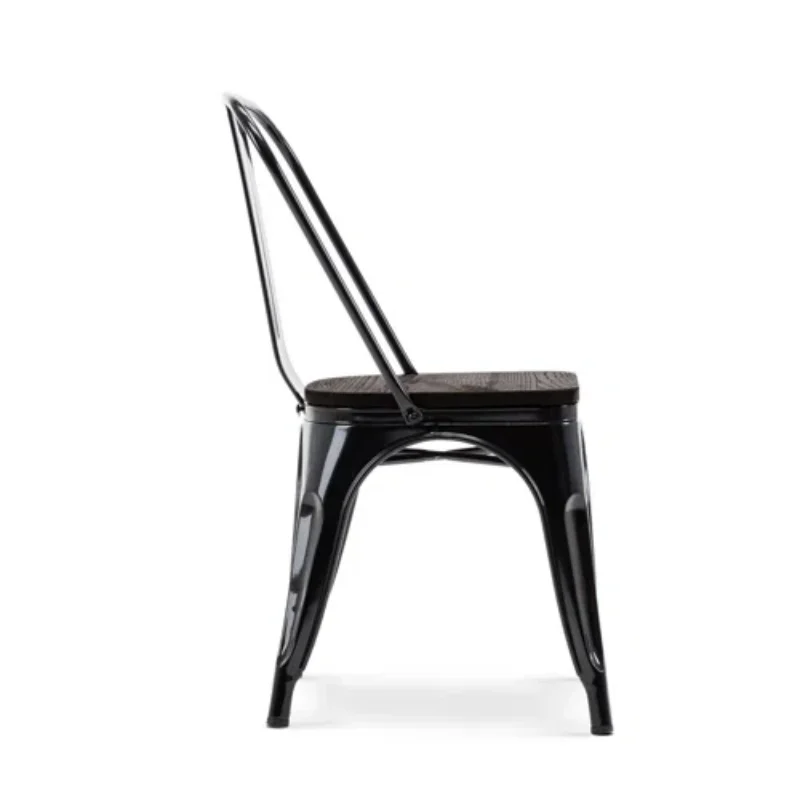 Latest Design Premium Materials Sturdy Wood Seat And Metal Frame Rubber Feet Metal Stacking Side Chair For Dining Room