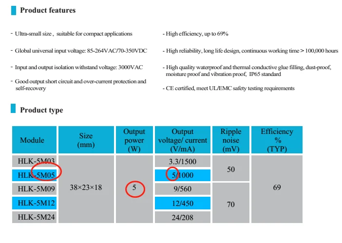 Intelligent household 5watt Ac-dc Smps Pcb Modules HLK-5M05 220V to 5V 5W 1A Transformer Paypal Accept Original Manufacturer